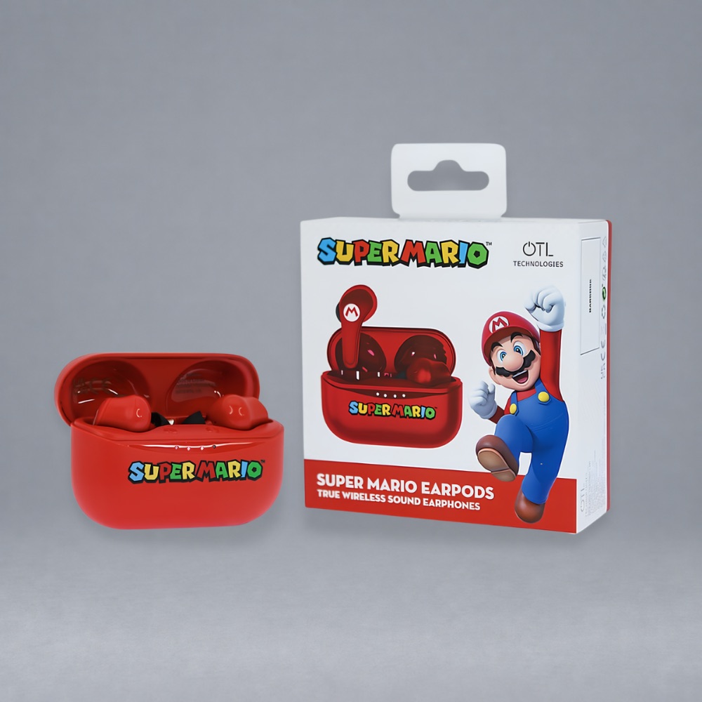 OTL bezdrátová sluchátka TWS Super Mario červená – fotografie 1